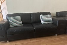 Dfs Leather sofas Black  3 x