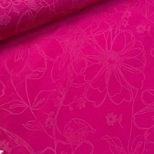 Hot Pink Floral Velvet Flocked