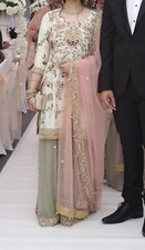 Gorgeous occasion HEAVY Party Wedding Pakistani Outfit Dress Sharara Scarf