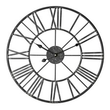 Habitat Large Wall Clock 45cm Black Distressed Rustic Quartz Analogue Open Box