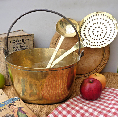 Antique brass jam pan cooking - antique,