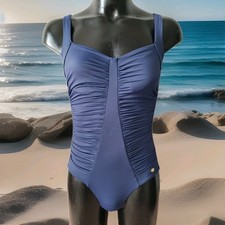 Sunseeker - Navy Ruched  Swim/Sunbathing suit  SIZE 10 D Cup  pre loved