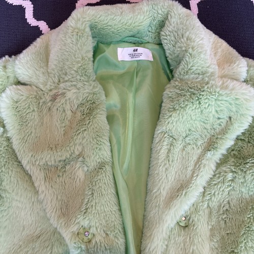 Girls faux green coat - h,