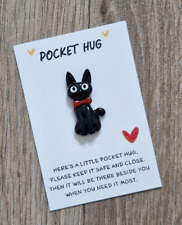 Black Cat Pocket Hug Token Gift Family Friend Animal Kawaii Kitten Halloween