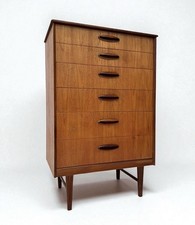 VINTAGE RETRO HOMEWORTHY TEAK TALLBOY CHEST OF 6 DRAWERS 1960s Mid Century