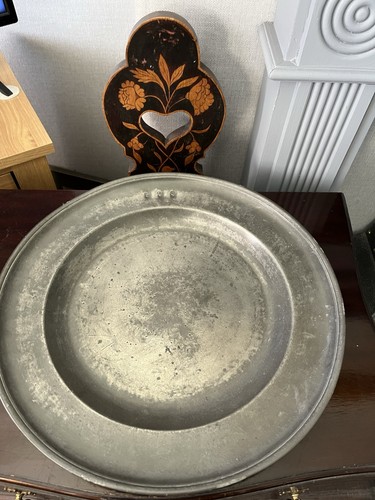 Large pewter charger - large, charger/plate