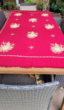 Gorgeous Red And Gold Large Rectangular Tablecloth 38" x  76" Indian  xmas table