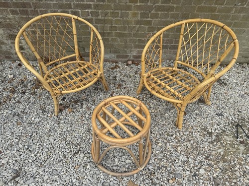 Pair vintage bamboo chairs - of,