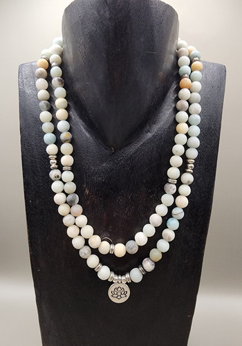 Matte amazonite quartz mala - matte,