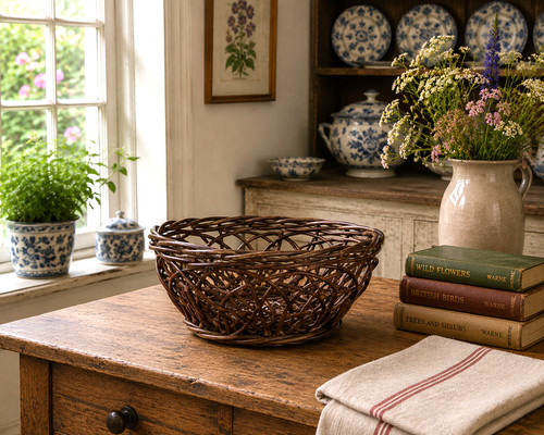 Vintage willow wicker basket - vintage,