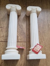 Greek Pillars X2 Alabaster Roman Columns By Maska Statues Pair 9" Vgc
