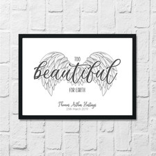 Personalised Baby Infant Loss Angel Wings Wall Decor Keepsafe Print