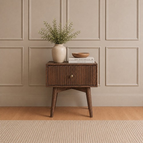 Solid mango wood bedside table - solid,