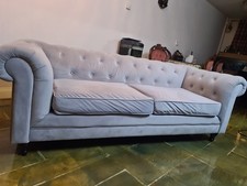 Grade A2 Velvet Sofa  2 Seater Light Grey  W202 x H75 x D85cm