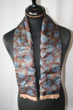 Vtg 60's Sammy acrylic/ Rayon patterned scarf 48" x 10" revival new mod dandy