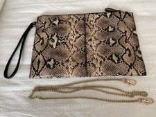 Snake Print PVC Clutch Zip Bag