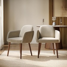 Set of 2 Beige Upholstered