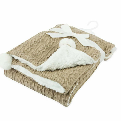 Coffee cable knit blanket - blanket, w/