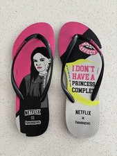 Havaianas - UK 7.5/8- Brand New - Ladies Flip Flops - Black / Pink Netflix Maeve
