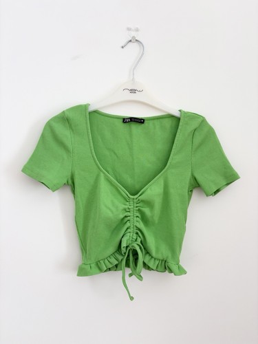 Zara green short sleeve - green, v