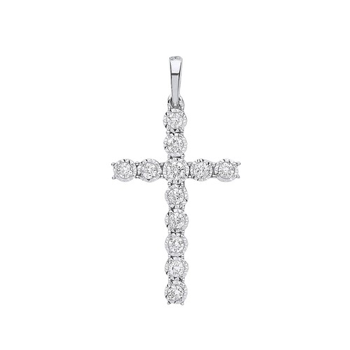 9ct white gold diamond - white, cross