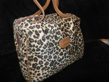 Lancome cosmetic makeup bag, toiletry case, travel Faux Leopard, small 8"x4"