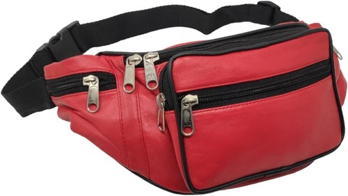 Large leather waist bum bag - leather,