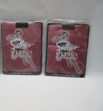 2 prs Silkies Ultra TLC support tights ultra sheer legs taupe & black or grey
