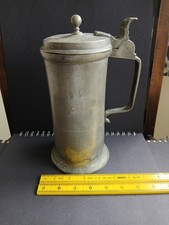 18th Century German Pewter Tankard Beer Stein with Pewter Lid