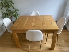 M&S Sonoma Oak Extending Dining Table + 4 Habitat White Beni Dining Chairs