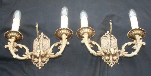 Vintage pair brass french - pair,