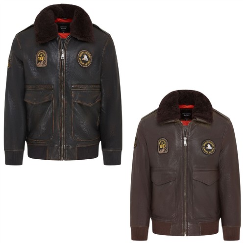 Men leather bomber aviator - bomber,