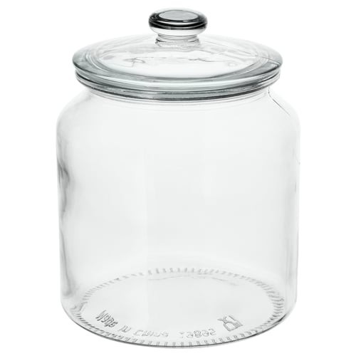 Glass storage jar with - glass, lid