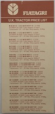 Original Fiatagri UK Dealers Price List For Agricultural Tractors, February 1985