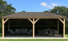 Meridian Cedar Gazebo 12ft x 20ft with Aluminium Roof & Mesh Kit by Yardistry