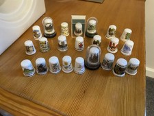 Collection of 23 British Bone China Thimbles Various Designs