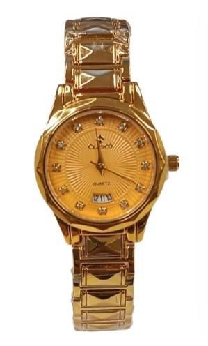 Ladies gold metal strap watch - metal,