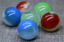 6 Vitro Agate Conqueror Marbles Vintage American Machine Made Multi-Mix 19/32''