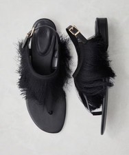 H&M fringe trimmed sandals black size 6