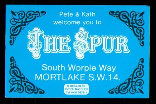 Matchbox label pub - label, spur