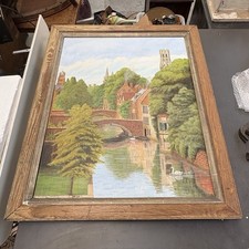 Antique Large Oil Painting On