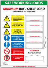 Racking Sign SWL Safety Sign Safe Working Loads And Bay Loads Drywipe Foamex 5mm