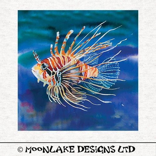 Aquarium lion fish watercolor - lion,