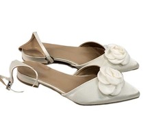 Be Mine Wide Fit Bridal Style River Flat Shoes with Corsage Ivory Satin UK 6 39
