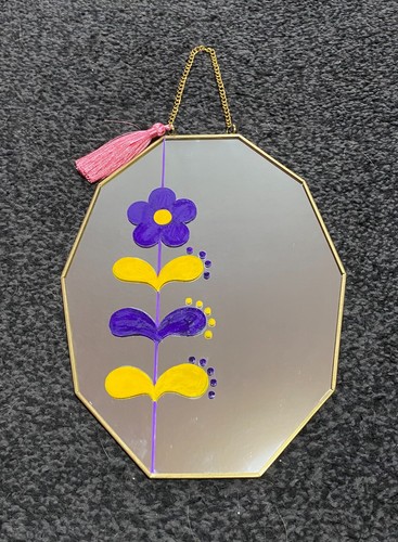 Hand painted small wall mirror - hand-painted,