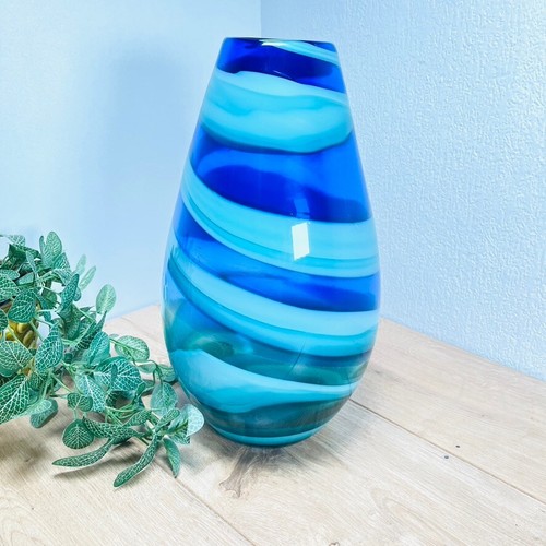 Large blue aqua white swirl - blue,