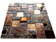 Nature Design High Relief 3D Stone Metal Glass Copper Gold Mosaic Tile 30 x 30cm