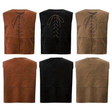 UK Kids Boys Girls Medieval Renaissance Vest Costume Teen Pirate Top Tee Shirts