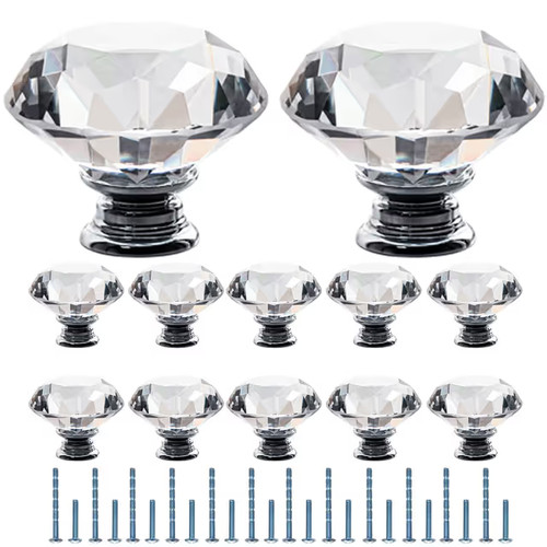 Crystal glass door knobs pack - glass,