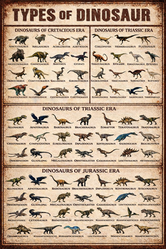 Dinosaurs chart 30cm metal - 30cm,